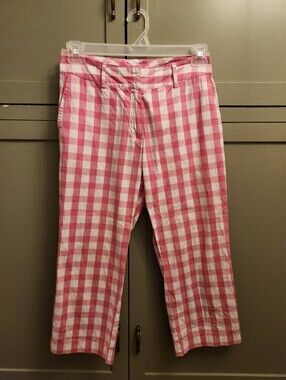 Lilly Pulitzer Pink & White Gingham Capri Pants